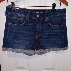 American Eagle AE Next Level Super Stretch Denim Shorts Size 8 Dark Wash